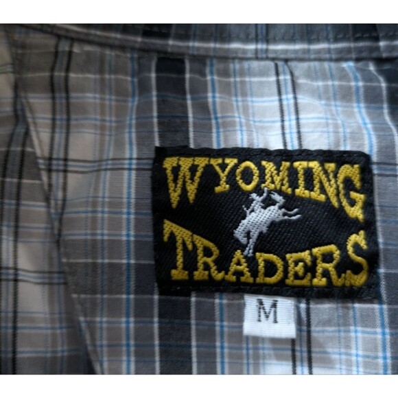 Wyoming Traders Western Blue Plaid Pearl Snap Button Down Shirt Mens Medium - Picture 4 of 12
